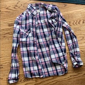 pink blue and white flannel